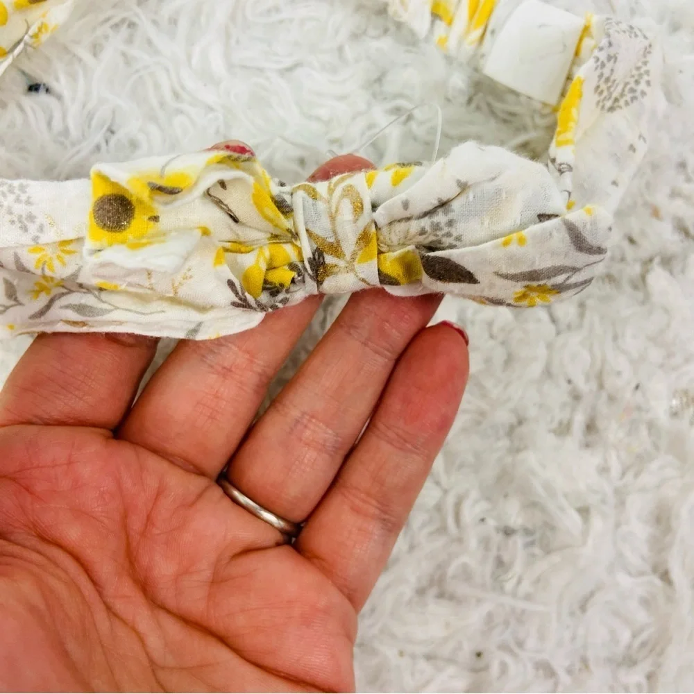 Floral sunflowers Yellow and cream bow baby Headband